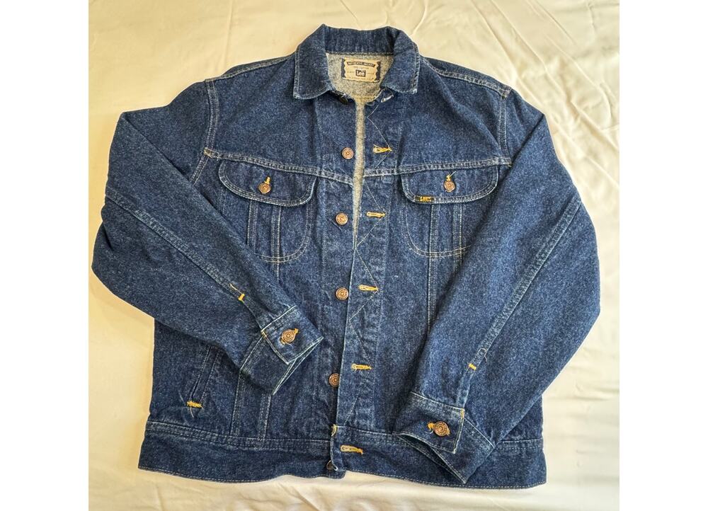 Vintage 90s Lee Trucker Workwear Jeans Type 3 Jacket Blue Color Size Medium